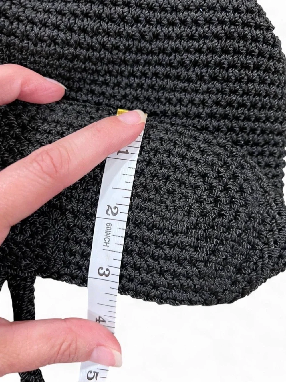 Vintage Y2K The Sak Black Crochet Drawstring Backpack
